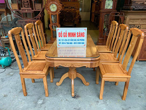 Bàn ghế ăn chữ thọ gỗ Gõ Đỏ Hải Phòng