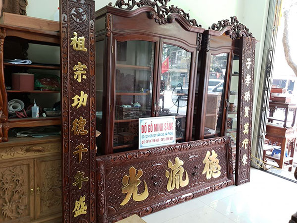 Đại tự câu đối dát vàng gỗ Gụ